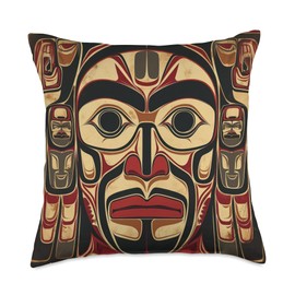 Alaska Native American Art Tlingit Eagle Tribal Bear Throw Pillow