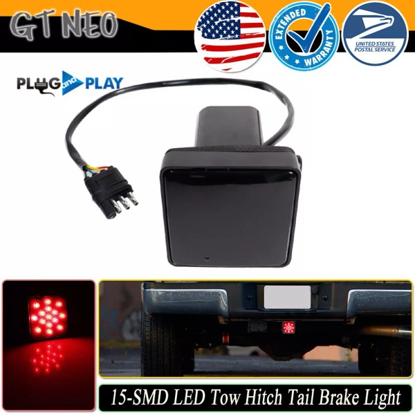GTINTHEBOX 15 LED Brake Light Trailer Hitch Cover Towing &