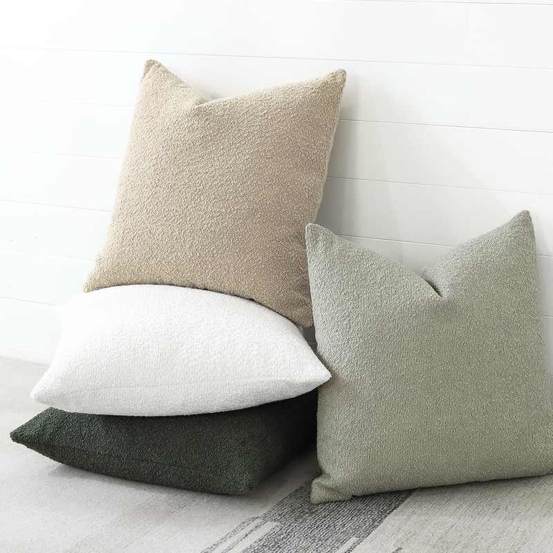 Artscope Pack of 2 Textured Boucle Cushion Covers Square Pillow