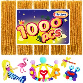 Pipe Cleaners, Pipe Cleaners Craft, Arts and Crafts, Crafts, Craft Supplies, Art Supplies (1000 Golden Glitter Pipe Cleaners)…
