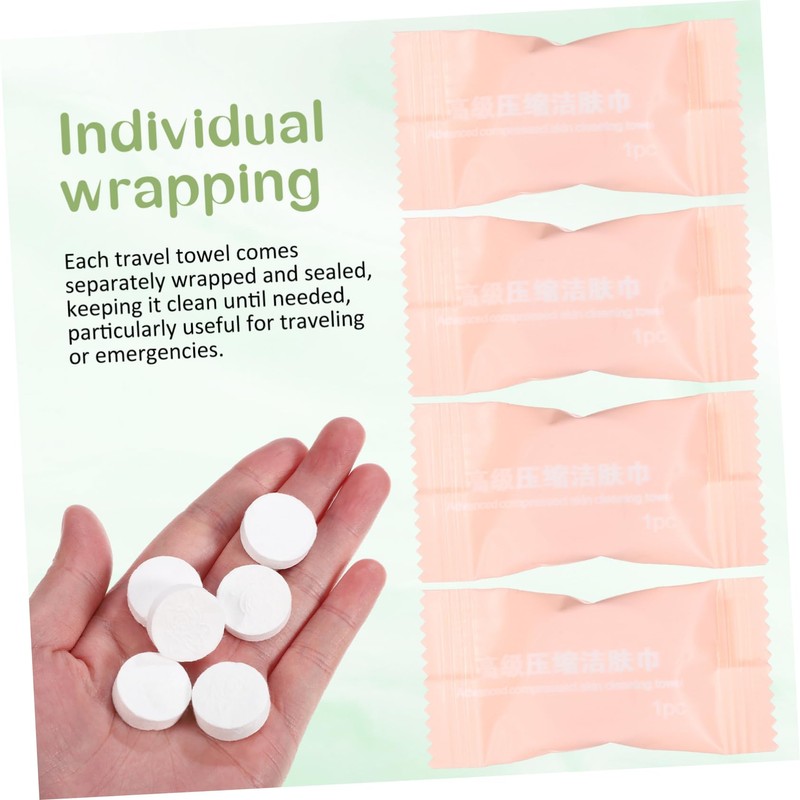 FRCOLOR 100Pcs Disposable Compressed Towels for Travel Camping Individually Wrapped