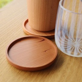 Hacoa Coaster Round, Luxurious Coasters Crafted from Natural Solid Wood. (Cherry)