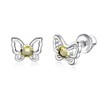 925 Sterling Silver Birthstone Butterfly Screwback Stud Earrings Hypoallergenic Safety Back Earrings (August)