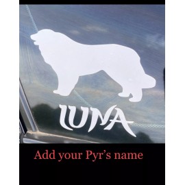 Custom vinyl stickers decals  Pyranees With Add Your Pets Name. Other Color Available.