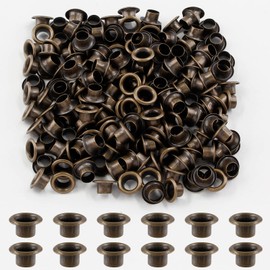 Waziaqoc 200pcs 1/8inch (3mm) Grommets, Heavy Duty Metal Aluminium Grommets Eyelets for Jewelry Making Shoes Belt Bag Clothes, Bronze Color