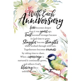 DEXSA With Each Anniversary Wood Plaque - Made in the USA - 6"x9" - Elegant Vertical Frame Wall & Tabletop Decoration | Easel & Hanging Hook | Christian Family Religious Home Decor Saying