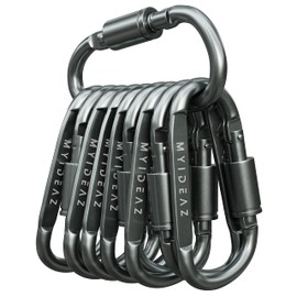 MyIdeaz Carabiner with spring-loaded gate, D shape carabiner set, 80 mm large snap hook made of high-quality premium aluminium for camping, hiking, silver, 8 cm