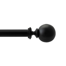 Deco Window Adjustable Curtain Rod for Windows 44 to 120 Inch (Pack of 1) Extendable Heavy Duty 1 Inch Iron Drapery Pole with Finials Wall Mounted French Door Curtain Rods (Black)