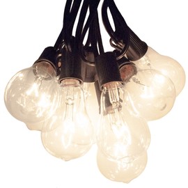 Vintage Outdoor String Lights (10 Ft, PS50 Clear Bulbs - Black Wire)