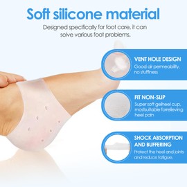 2 Paare Premium SilikonFersenschoner,Ferse Gel Socken,Weiche Atmungsaktive Fersenpads Lindert Schmerzen bei Trockenen & Rissigen Ferse,Herren.