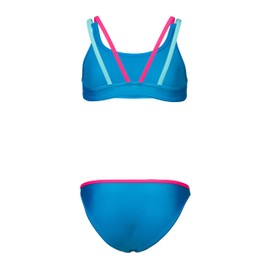 ARENA Feel Girls' Solid Two Piece Tweens Athletic Casual Bikini Cute Pool or Beach Bathing Suit Swimwear, Blue China/Freak Rose/Water, Size 30