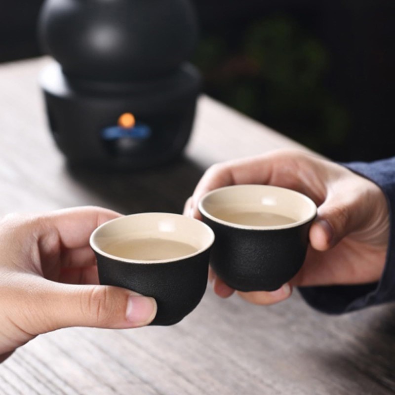 Tosnail 7 Pieces Ceramic Japanese Sake Set with Warmer, Hot