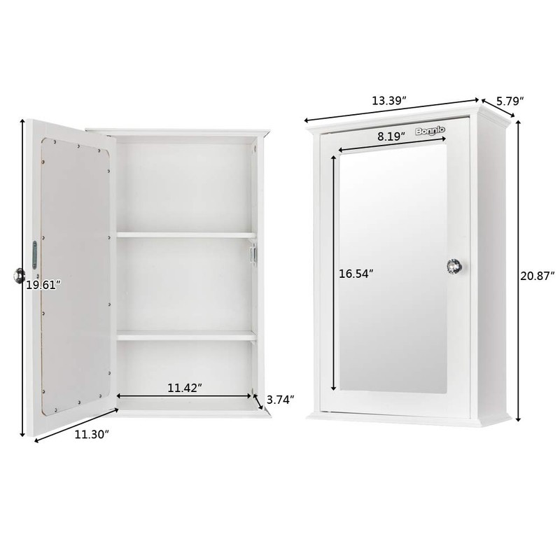 Bathroom Wall Cabinet with One Mirror Single Door Multipurpose Storage