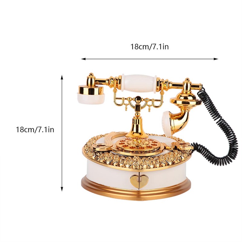 Heart Telephone Shaped Plastic Music Box Jewelry Case Home Decor
