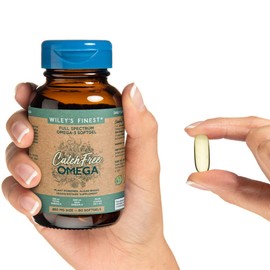 Wiley's Finest CatchFree Omega - Vegan, Non-GMO Fish Oil Alternative - Full Spectrum Omega-3 Liquid Supplement with Organic Plant-Based Algae Oil - 60 Softgels (60 Servings)