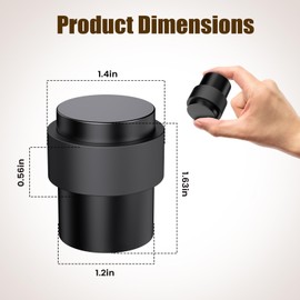 RINJUN 4 Pack Black Door Stoppers for Floor Mounting， Door Stopper Heavy Duty，304 Stainless Steel Cylindrical Made with Rubber Bumper，Floor Mount Door Holder Keep Door Open