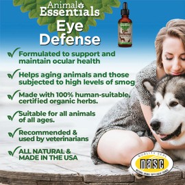 Animal Essentials Animal Essentials Eye Defense for Dogs & Cats - Eye Support, Ocular Health, Lutein-Rich Formula, Herbal Blend, Bilberry, Calendula, Veterinarian Recommended - 2 Fl Oz
