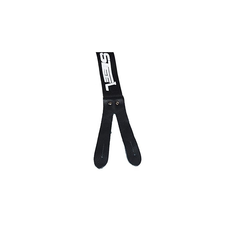 Steel Junior Braces Black Plain Faux Leather Adjustable 1.35" to