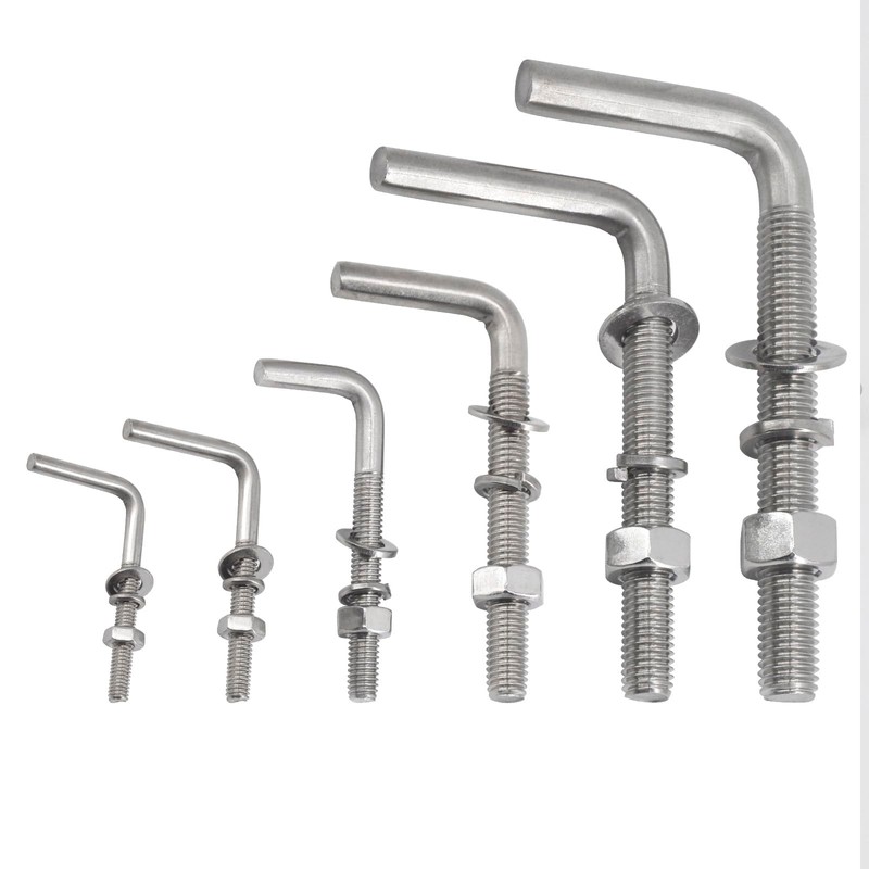 (20 Pieces) M6x40mm L Shaped Threaded Bolt Kits 304 Stainless