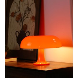 Anykonio Orange Mushroom Lamp, Mid Century Modern Table Lamp for Bedroom, Minimalist Mushroom Decor Bedside Small Lamps, 2700K(Bulb Included, Plug Powered)