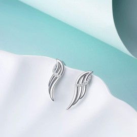 Angel Wings Ear Climber Earrings Sterling Silver Cuff Earrings Hypoallergenic