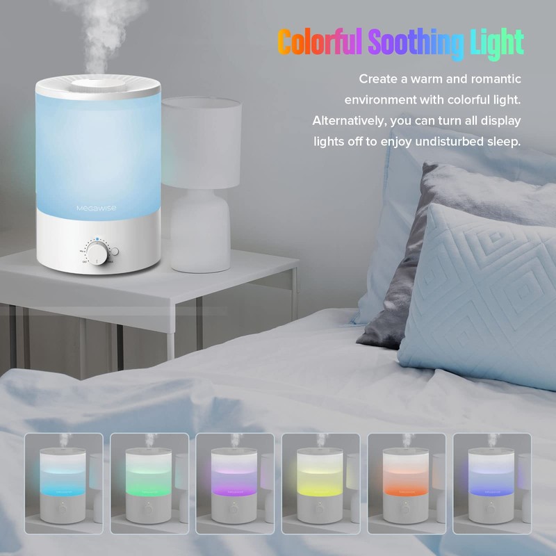 MegaWise Cool Mist Humidifiers, 3.5L Top Refill Ultrosonic humidifier for
