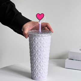 6Pcs Heart Straw Toppers Valentines Day Straw Covers Reusable Silicone Straw Cover Cap Heart Shaped Straw Tips Lids Set Cute Design Valentines Decorations Straw Topper Love Hearts Straw Protector