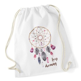 Autiga Gym Bag Ethnic Boho Hipster Bag Flowers Dream Catcher Skull Feathers Gym Bag Watercolour