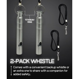 Titanium Whistle with Lanyard Emergency Safety, Titanium Gray, Set of 2, Weather Resistant, 125db Your Lifesaving Outdoor Essential, Perfect for Hiking, Pets, Sports, and Emergencies for Keychain