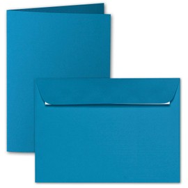 ARTOZ 15 x DIN A6 folding card set with envelopes, petrol (blue), 105 x 148 mm, ribbed craft cards blank with letter envelopes, 220 g/m²