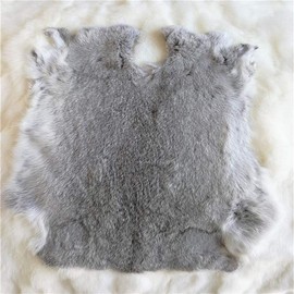 Seek4comfortable Natural Tanned Rabbit Fur Hide Craft Rabbit Pelts Sewing Quality Leather (Cyan Gray, 3 Pack)