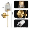 Battery Operated Crystal Wall Sconces Set of 2, Gold Wireless