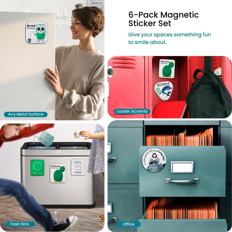 Home Zone Living Kitchen Trash and Recycling Combo Assorted Magnetic