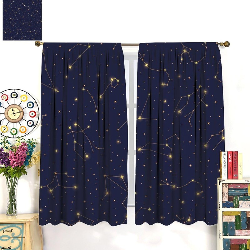 Constellation Curtains, Abstract Modern Art Galaxy Constellation Symbol Stars Inspired
