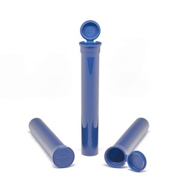 W Gallery 500 Blueberry 116mm Open Cap Pop Top Tubes - Airtight Smell Proof Containers - Plastic Medical Grade Prescription Bottles for Pills Herbs Flowers Supplements, Bulk Pack, Not Glass Jars