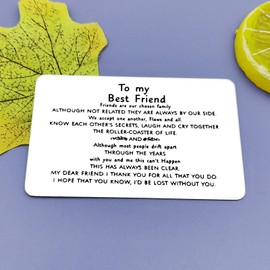 Best Friend Sister Gifts for Women Men Engraved Wallet Insert Card Friendship Gifts for BFF Birthday Thanksgiving Gifts for Best Friend Christmas Graduation Gifts for Besties Appreciation Gifts