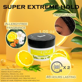 ZOYSH EDGE Perfect Control Super Extreme Hold 2X | Water-Based Pomade | For All Hair Types, 48Hrs Lasting, Non-Flaking, Allergy Free Fragrance (Gold Citron, Net Wt. 1.05 Oz)