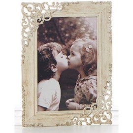 Shudehill Gifts Antique Cream Lace 7 x 5 Photo Frame ~ Vintage Style Cream Photograph Frame