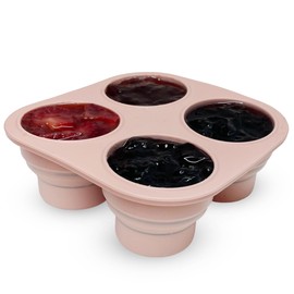 UR Happy Place Silicone Freezer Tray with Lid - Stackable 2 oz Large Ice Cube Molds for Homemade Purees, Egg Bites, Broth Food Storage - Dishwasher Safe