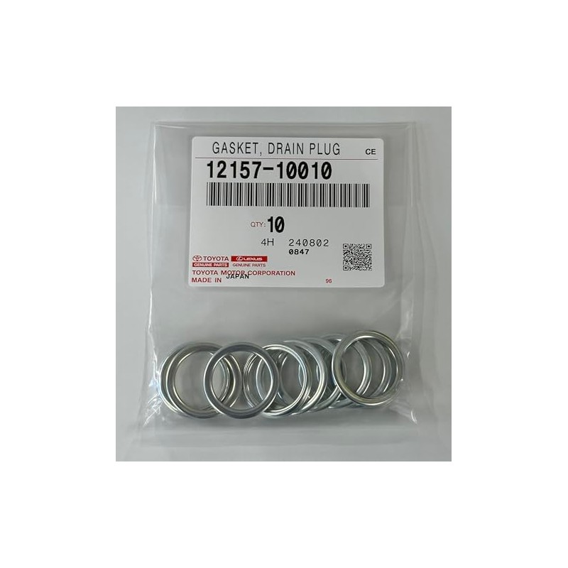 TOYOTA Genuine Parts Drain Plug Gasket, Part Number: 12157-10010, Set