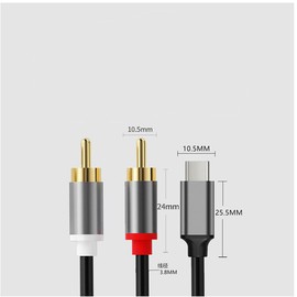USB C to RCA audio cable,5 feet,USB C-type to 2RCA male plug adapter car auxiliary stereo cable,USB C-to-2 RCA Y-shaped splitter audio cable for smartphones,home theaters,DVDs,speakers,car stereo