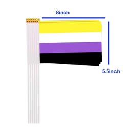25 Packs Small Non-binary Flags on Handheld Stick，Miniature Non binary Flag for Outside,4x6 Inch Mini Hand Held Banner with Golden Topper,Patriotic Decorations