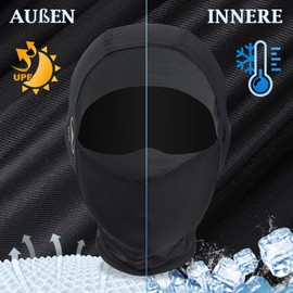 Kiiwah Summer Balaclava for Men and Women, UV Protection, Cooling Balaclava, Thin, Breathable, Motorcycle Balaclava for Cycling, Outdoor Sports, black