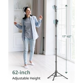 SENSYNE SENSYNE 62" Phone Tripod & Selfie Stick, Extendable Cell Phone Tripod Stand with Wireless Remote and Phone Holder, Compatible with iPhone Android Phone, Camera