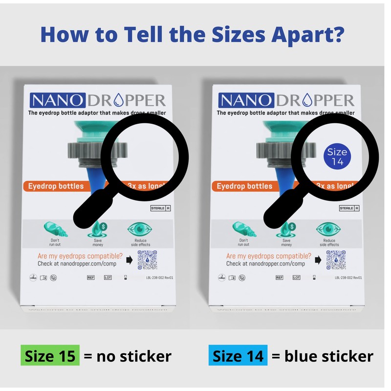 NANODROPPER SIZE 14 Adaptor for Eyedrop Bottles - Volume Reducing