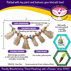 Super Bird Creations SB1094 Hula Skirt Bird Toy - Engaging Natural Bird Play - Safely Made for Birds - Durable Enrichment Toy for Feathered Pets - Bird Size Small/Medium - Dimensions 14" x 3" x 1.5"