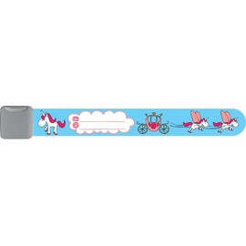 Infoband I.D. Travel Wrist Band for Kids - Unicorns - Light Blue