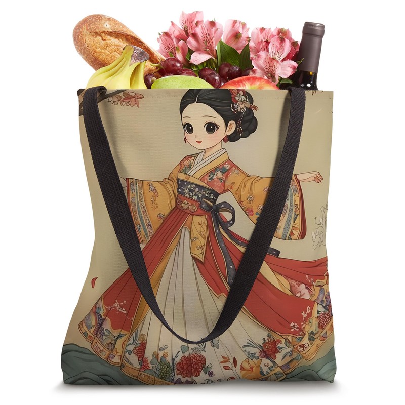 Cute Girl In Korean Hanbok Tote Bag