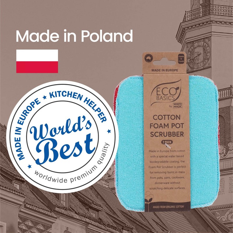 White Magic Eco Basics Cotton Foam Pot Scrubber 2-Packs