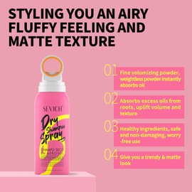 SEVICH Dry Shampoo Spray - Oil-Absorbing Fluffy Wash Free, Ten 0.2mm Atomization Holes,Natural Ingredient Extract,Without Residue for Men and Women, 100ml (Blue ribbon) Aromatic-True self blooms
